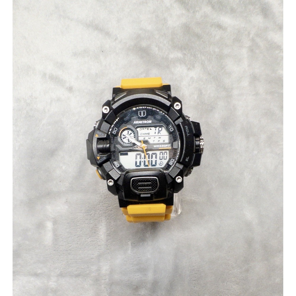 Armitron Sport Men's Watch Waterproof Analog-Digital Chrono, 20/5477 YEL / BLK